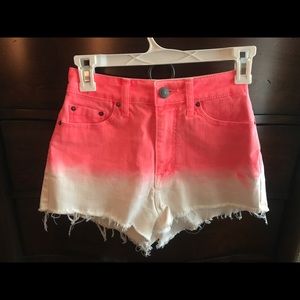 High rise jean shorts pink ombre